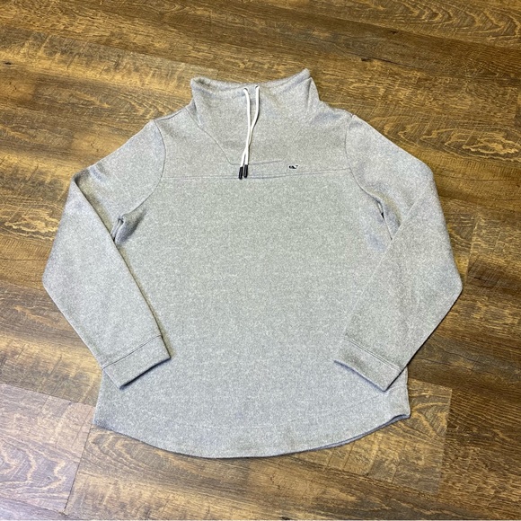 Vineyard Vines Womens Medium Gray Mock Cowl Neck Pullover Fleece Sweatshirt - Picture 1 of 10